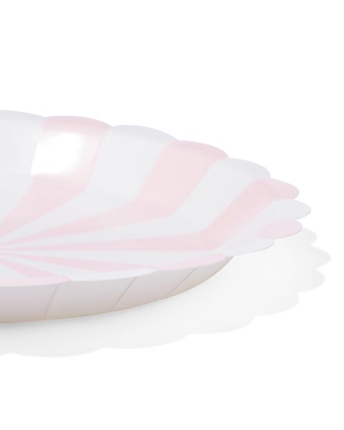 assiette à gâteau rose clair rayée lot de 8