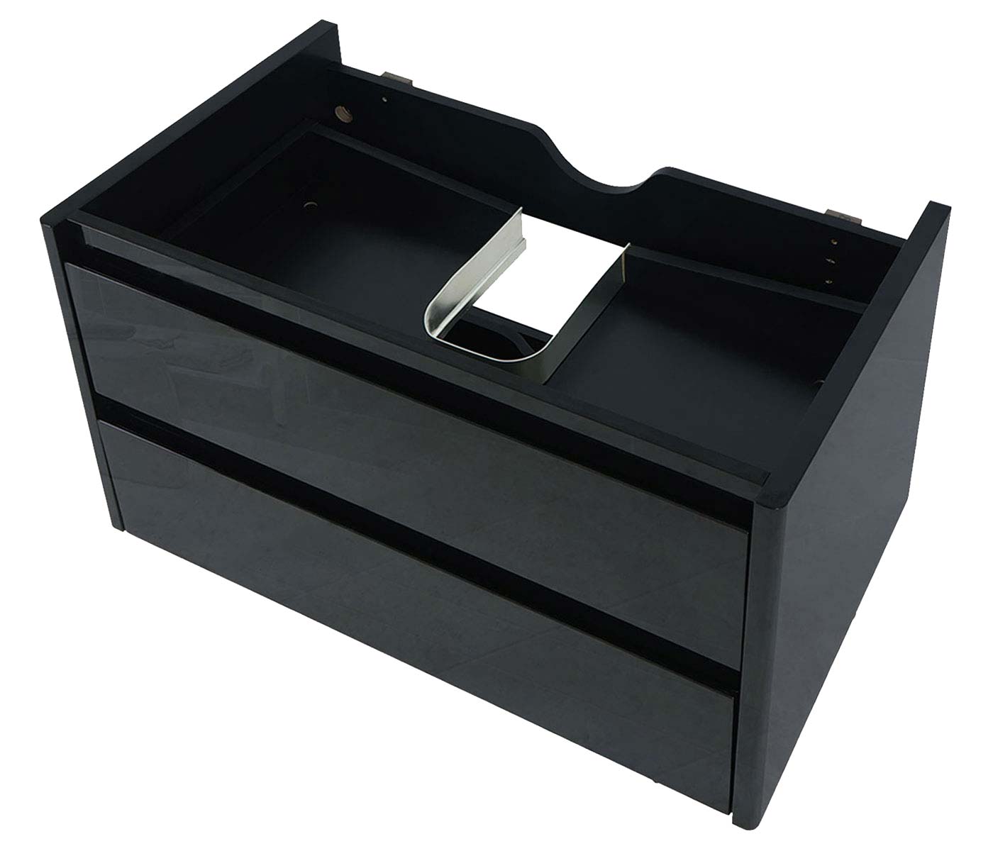 Waschbeckenunterschrank MCW-B19, Waschtischunterschrank Waschtisch Badezimmer, hochglanz Soft-Close 50x80cm ~ schwarz