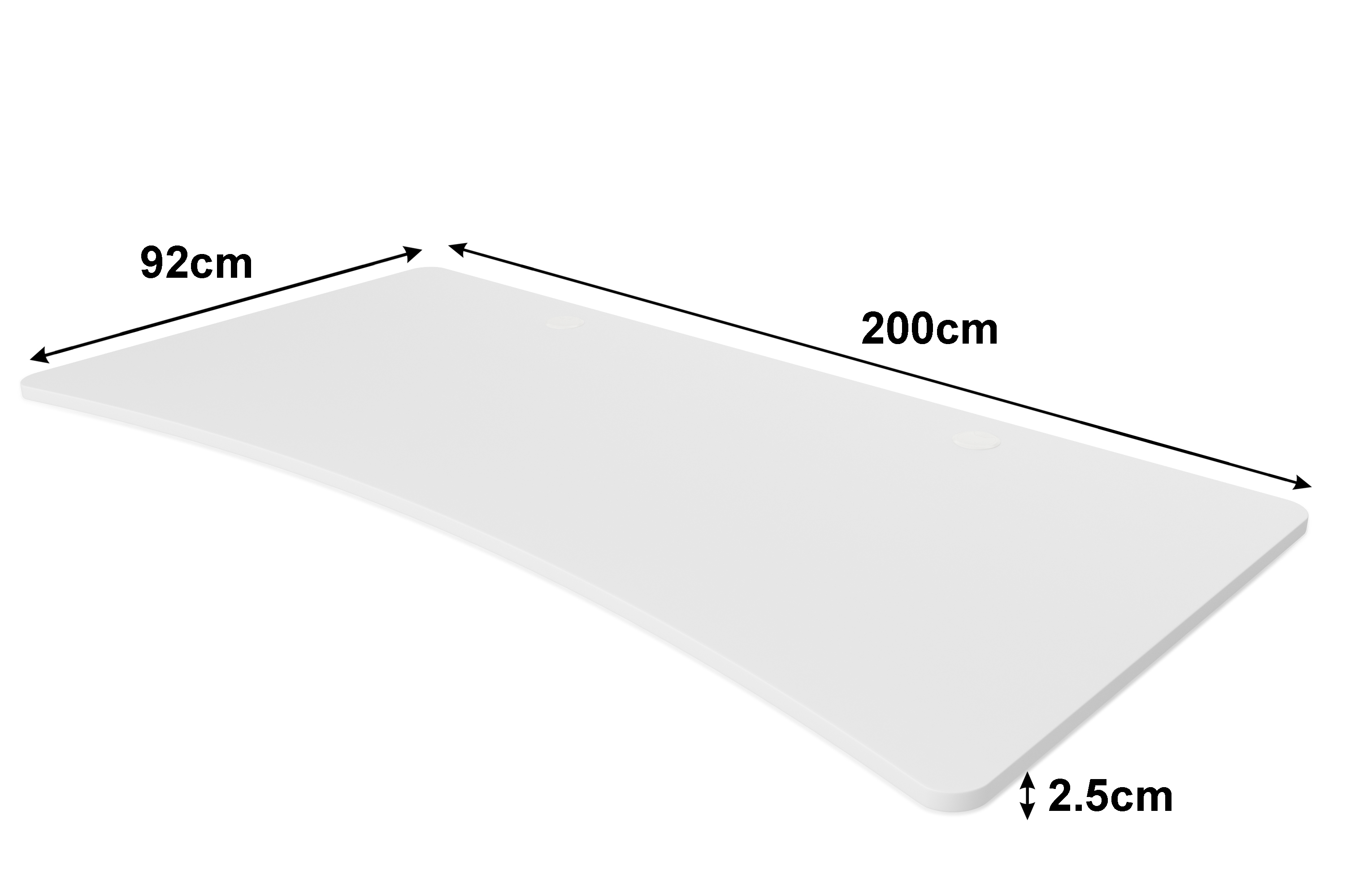 Tischplatte Stehpult mit Kabeldurchlass weiss 200 x 92 cm
