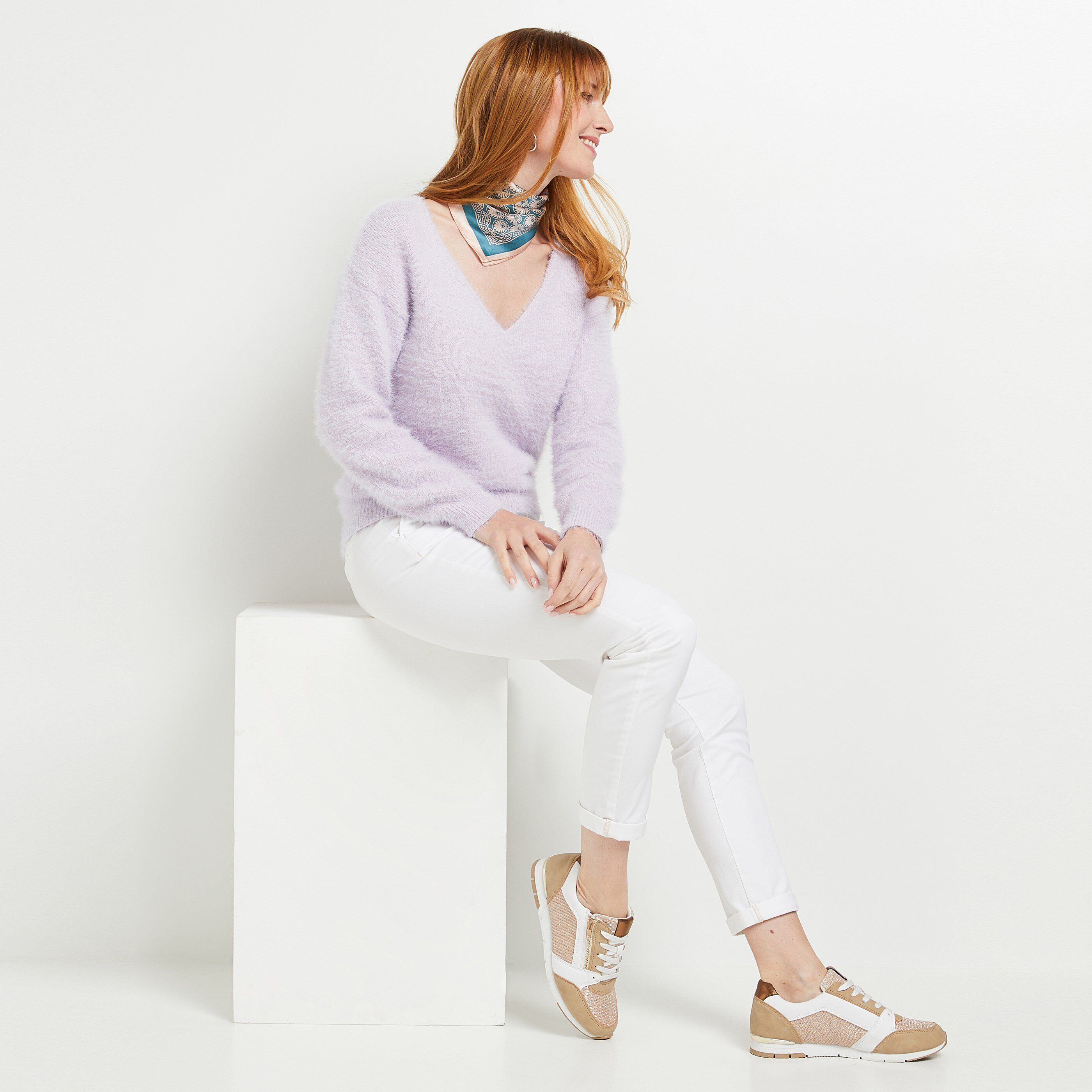 Pull en maille douce femme - VIOLET CLAIR