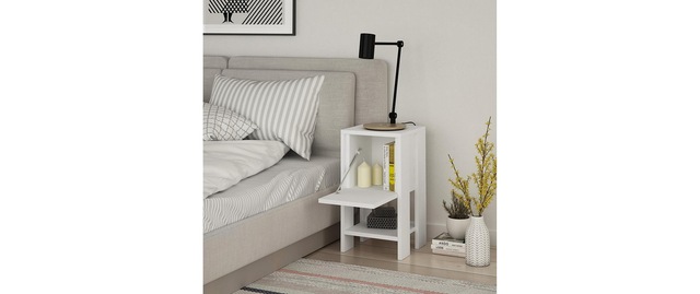 WOODY FASHION Nachttisch »Ema 30 x 55 x 30 cm, Weiss«