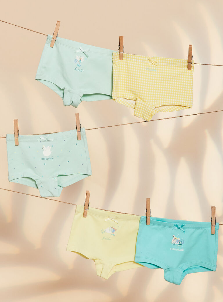 Lot de 5 shortys assortis en coton biologique