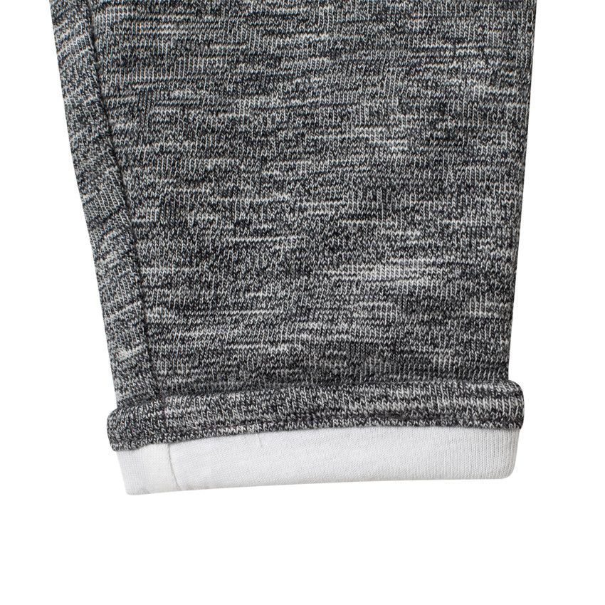 Pantalon en maille chinée doublé jersey - Gris foncé