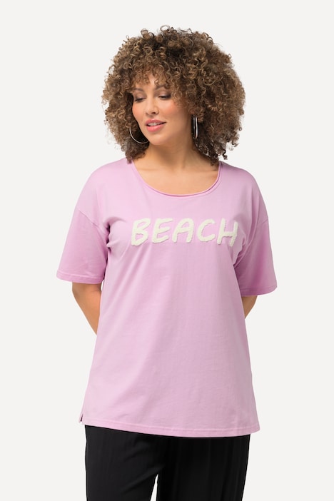 T-Shirt, Frottee-Schriftzug, Oversized, Rundhals, Halbarm