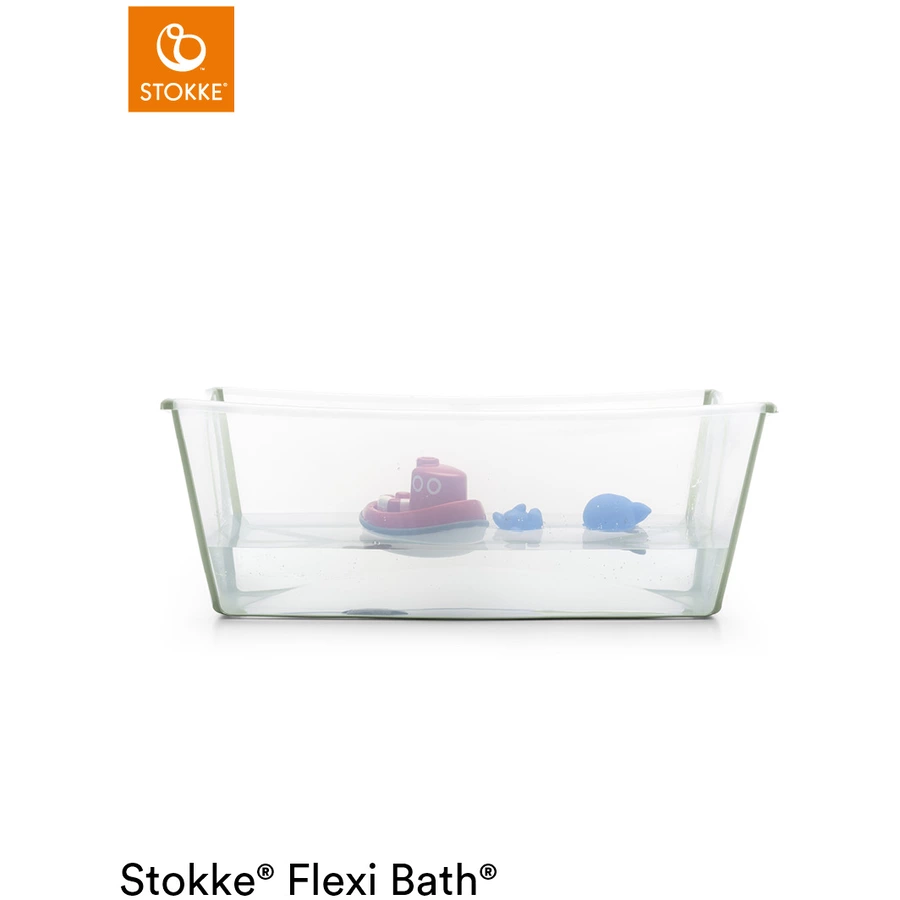STOKKE® Badewanne Flexi Bath™ Set mit hitzeempfindlichem Stöpsel transparent grün ab der Geburt