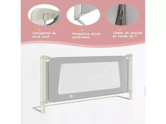 Barrière de sécurité de lit bébé/enfant portable 150cm hauteur réglable soulèvement vertical