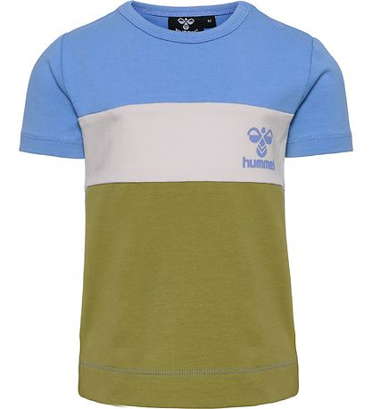 Hummel T-Shirt - HmlGlad - Blåck - Sølver Lake Blue/Green Olive