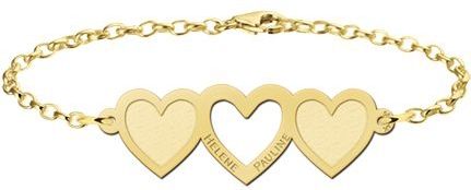 Gouden hart armband met drie hartjes Names4ever