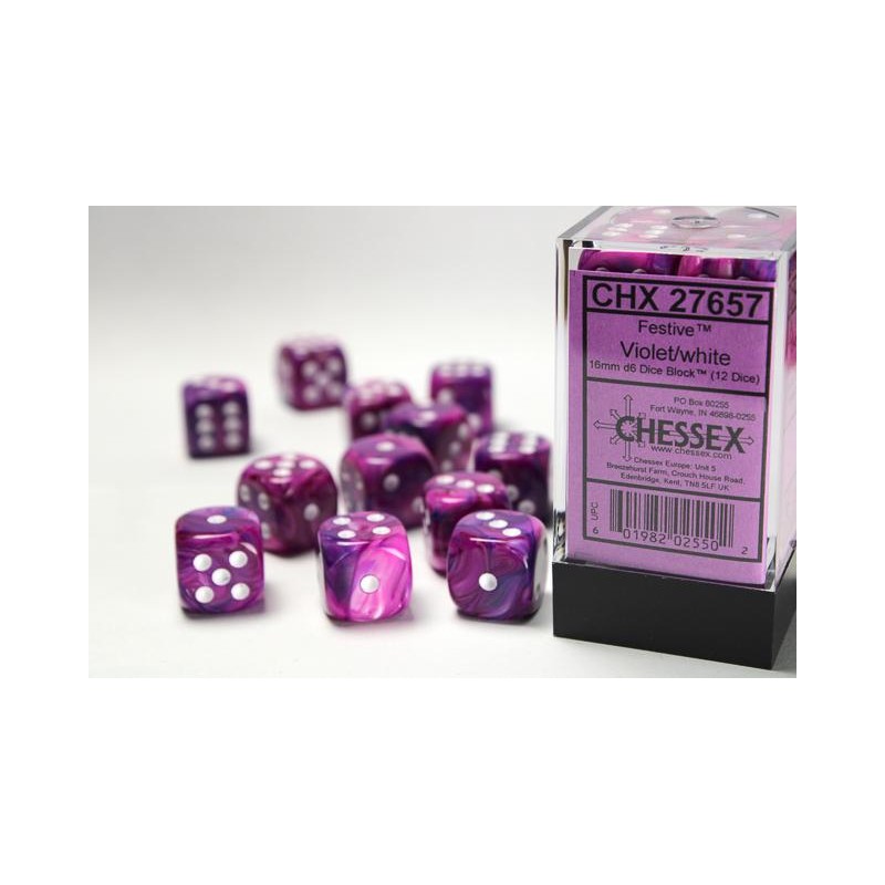 Pack de 12 dés 6 * festive * VIOLET