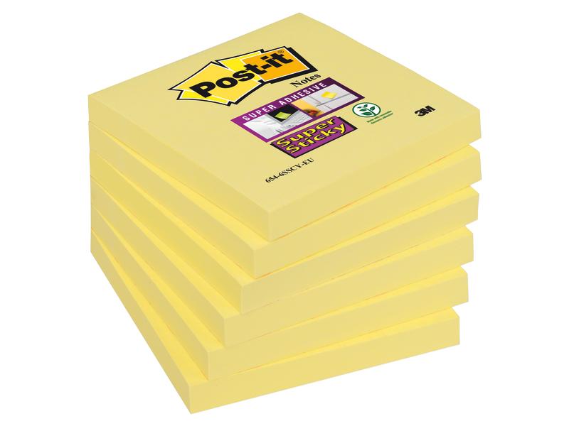 Post-it Notizzettel Super Sticky 7.6 x 7.6 cm, 6 Blöcke Haftnotizen