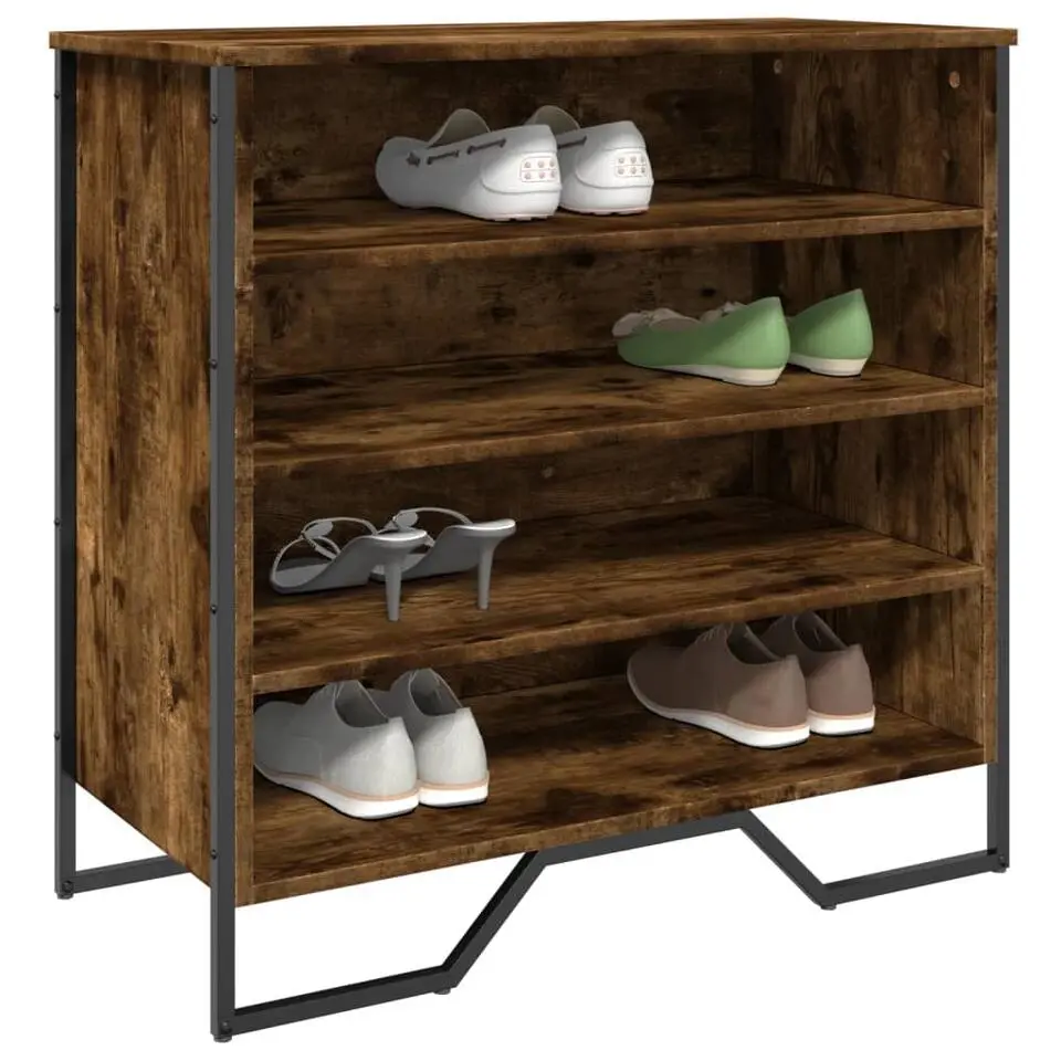 vidaXL - 4-laags Schoenenkast 12 paar - Gerookt eiken - Hout - 80x38x78 cm