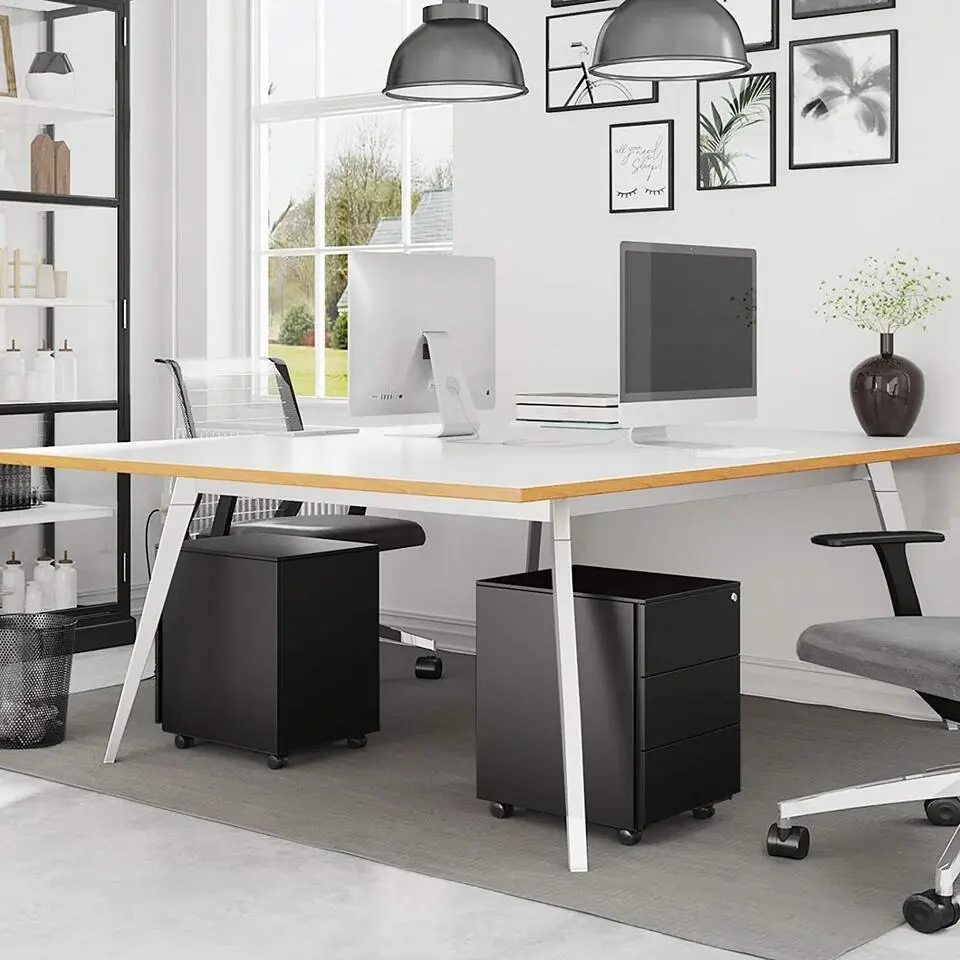 Bureau Ladeblok verrijdbaar Incl. Slot - 55x45x39cm - Zwart