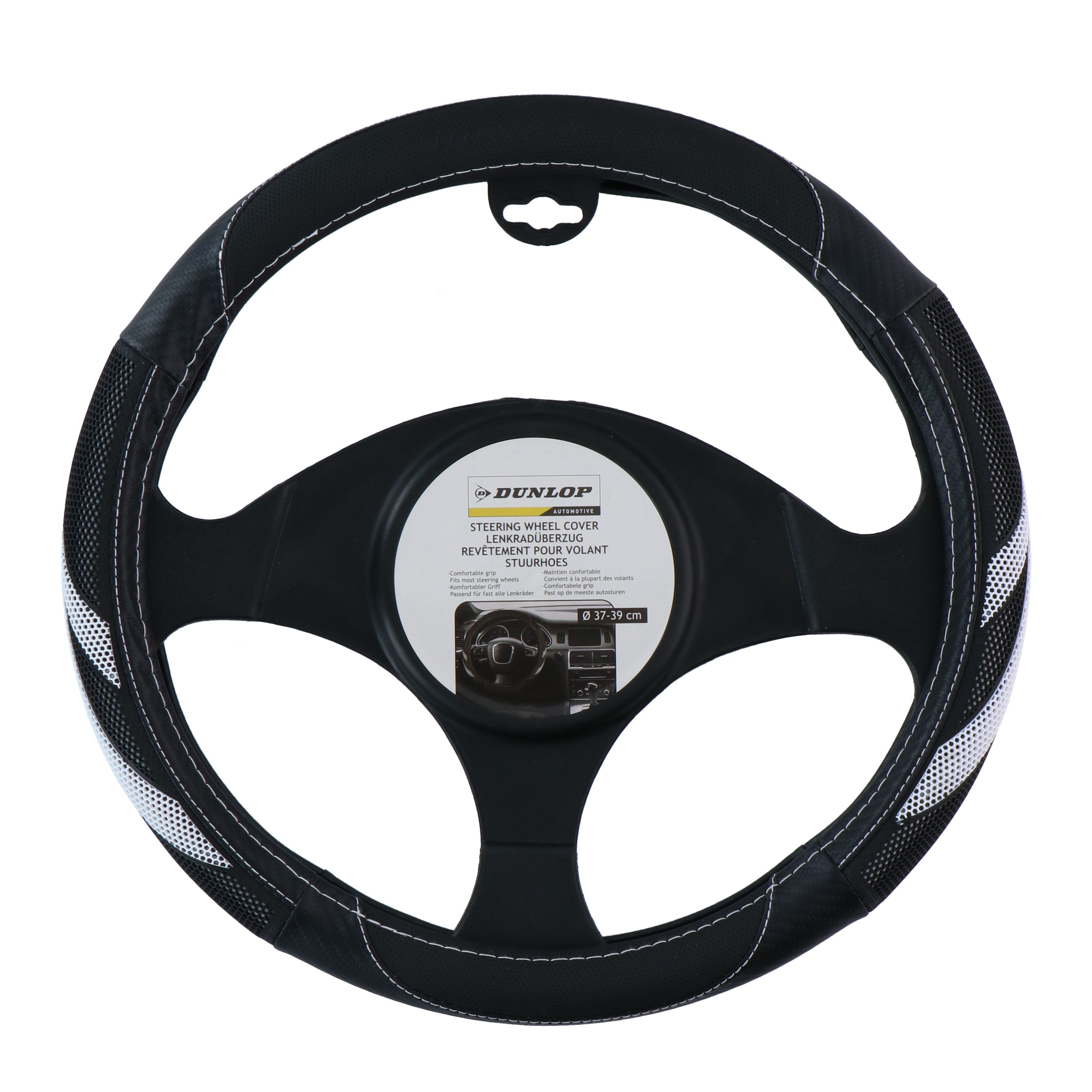 Lenkradbezug Auto 38 cm schwarz/weiss