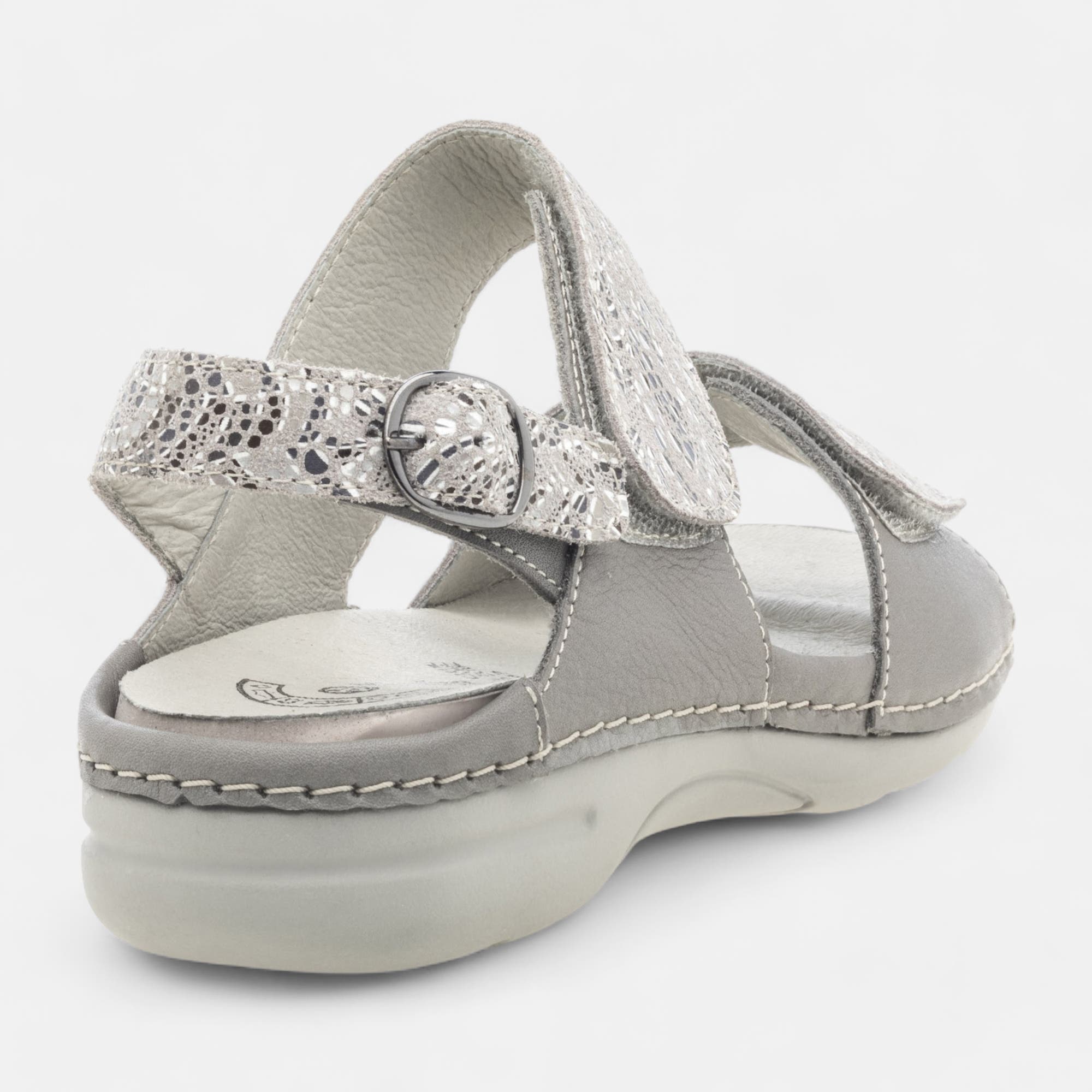 Nu-pieds confort Femme en cuir gris