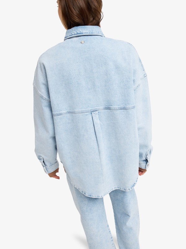 Kick Back Washed Surchemise Bleu Femme