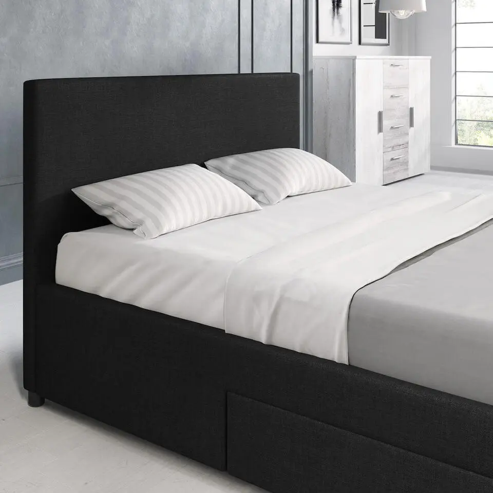 Meubella - Tweepersoonsbed Suente - Zwart - 160x200 cm