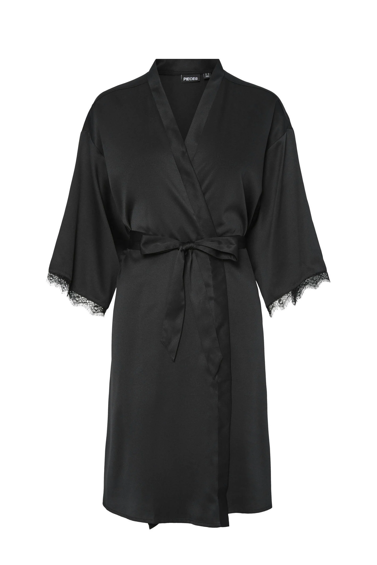 PIECES satijnen kimono PCANOVI zwart