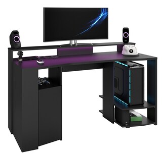 Parisot Gamertisch und Regale mit LED Beleuchtung schwarz