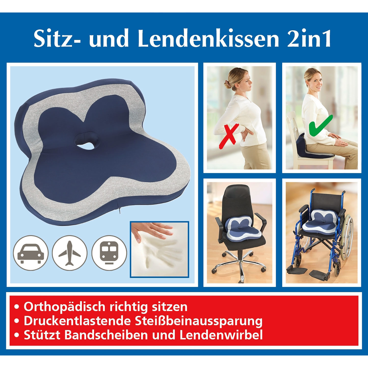 Sitz- und Lendenstützkissen