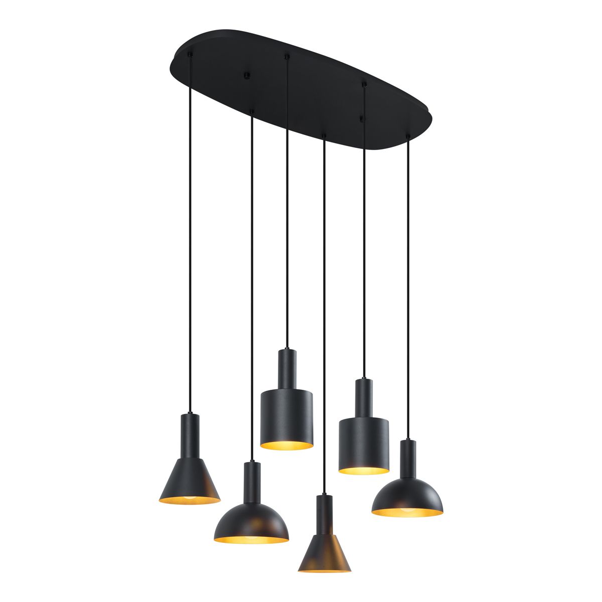Moderne hanglamp zwart 6-lichts - Biles