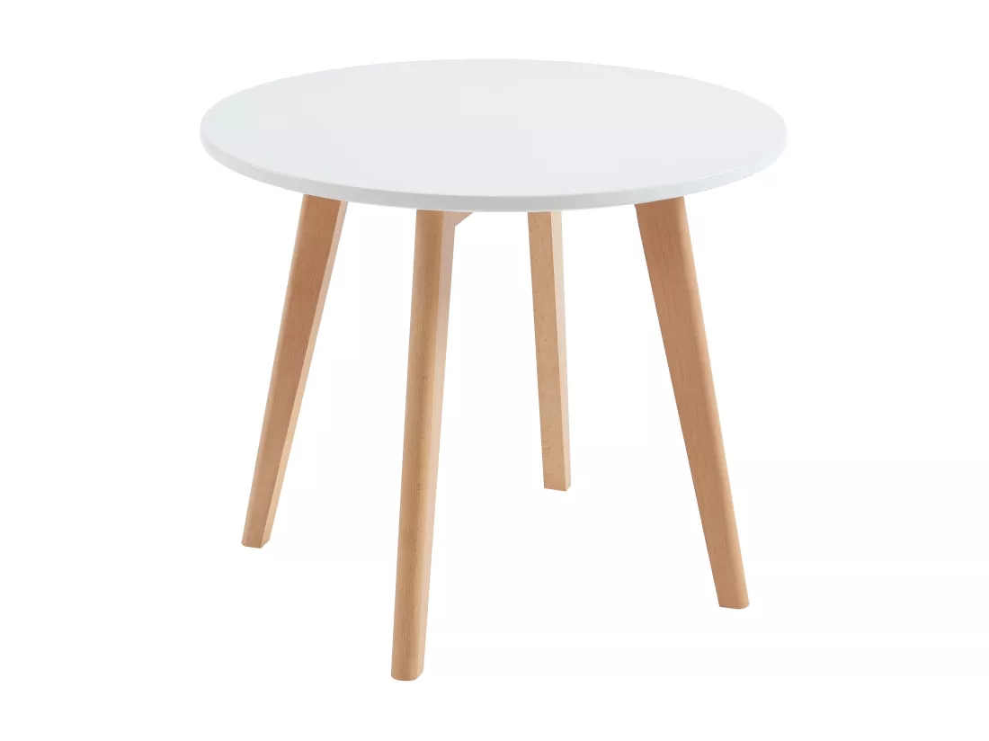 Table enfant en MDF et hêtre - Blanc et naturel - LOULOUNE