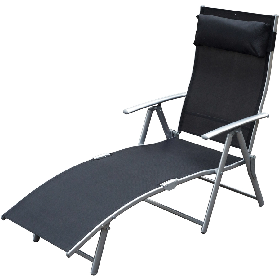 Outsunny Gartenliege mit Kissen schwarz