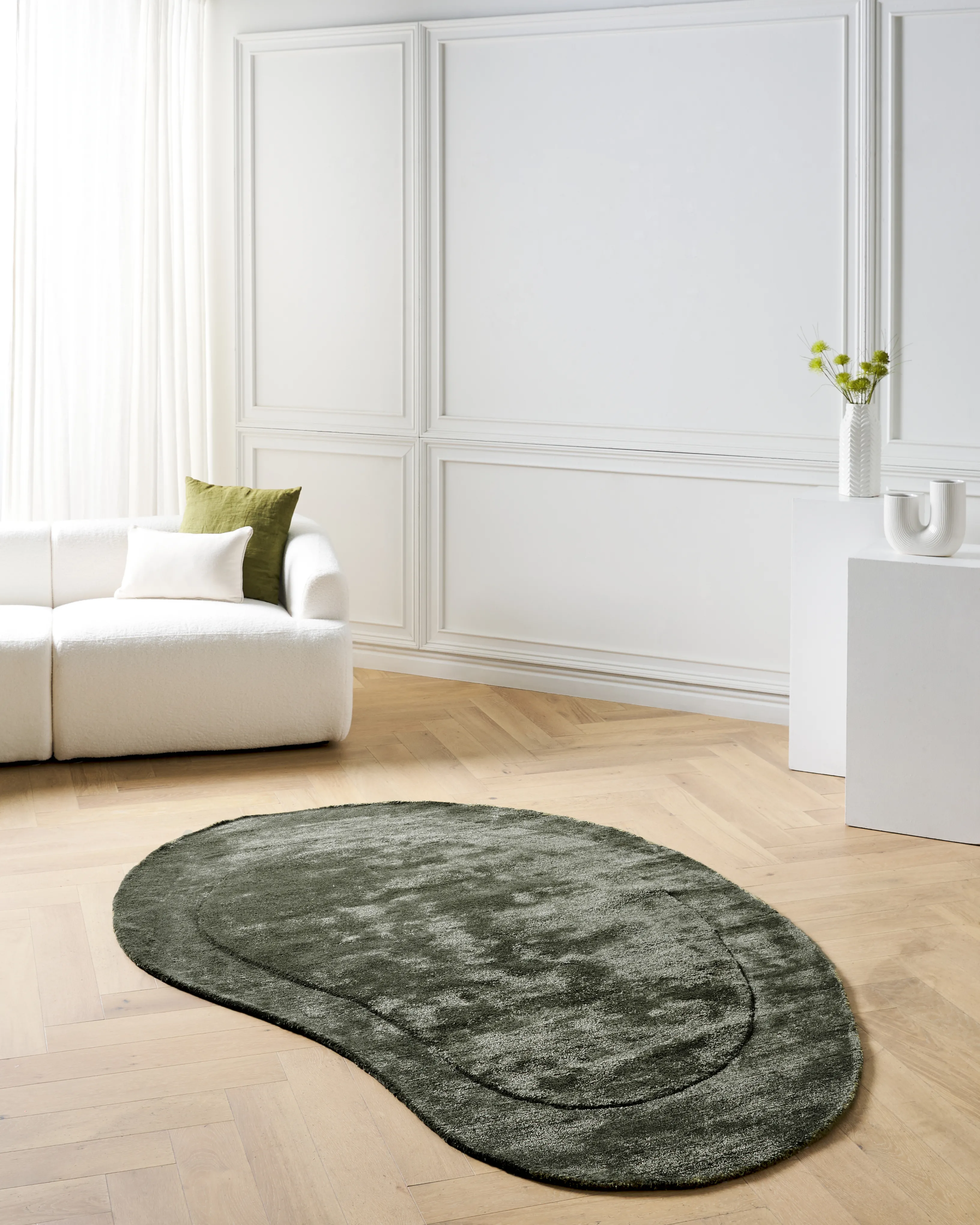 Vloerkleed MASSO Donkergroen 160 x 230 cm Viscose
