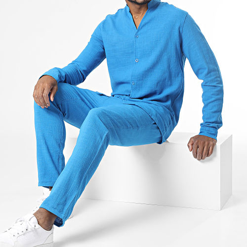 Ensemble Chemises Manches Longues Et Pantalon Bleu Roi