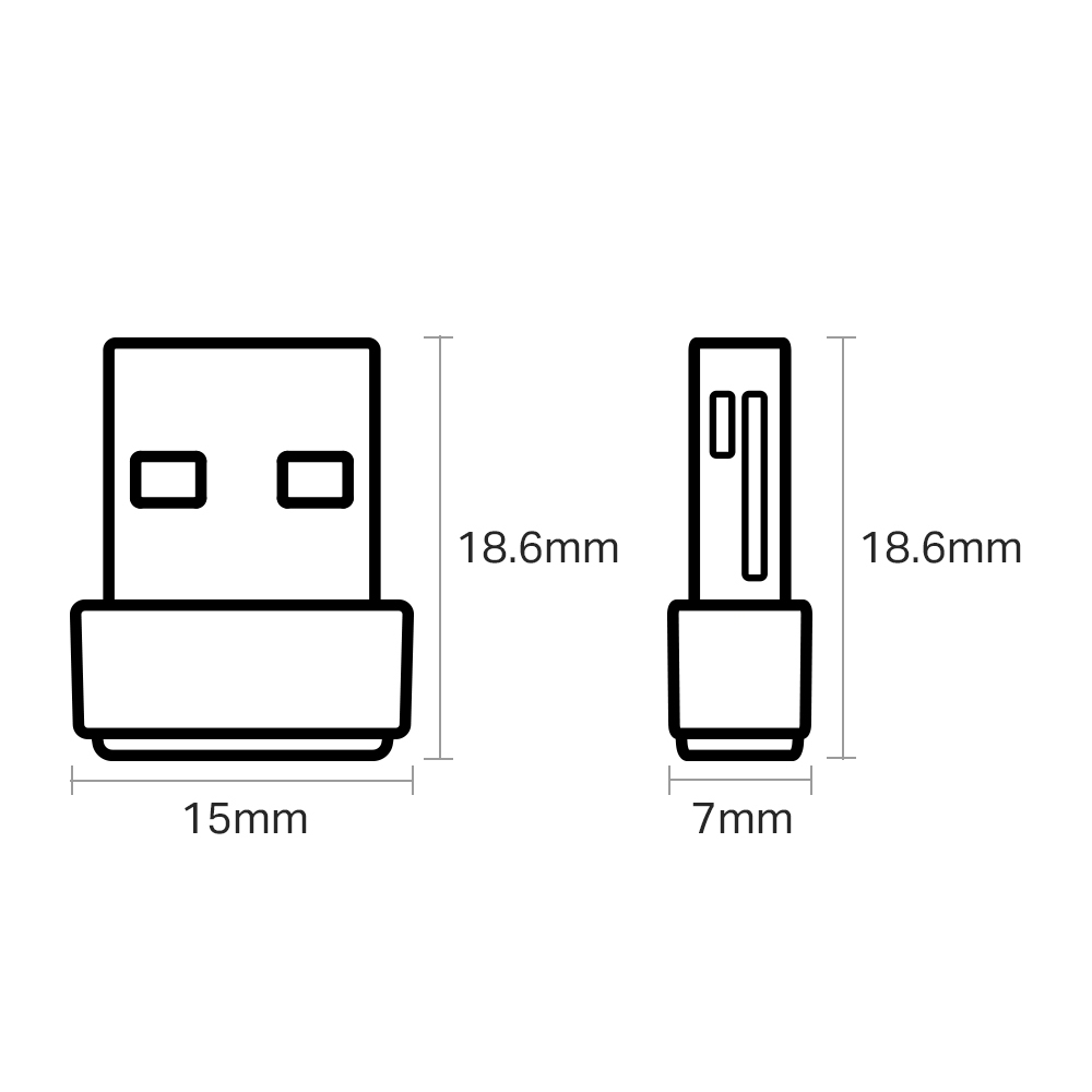 (433 Mbit/s / 200 Mbit/s) AC600 Dualband USB 2.0 WLAN / WiFi Stick Dongle Netzwerk Adapter 802.11ac/a/b/g/n (Archer T2U Nano) - Schwarz