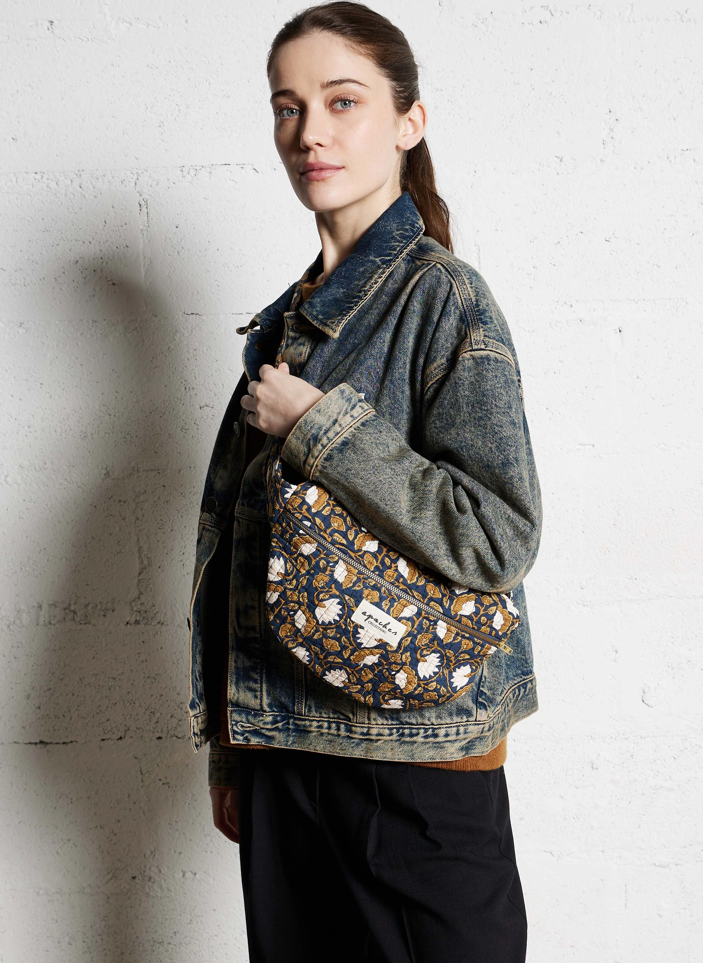 KELI - Sac banane en coton imprimé | Bleu
