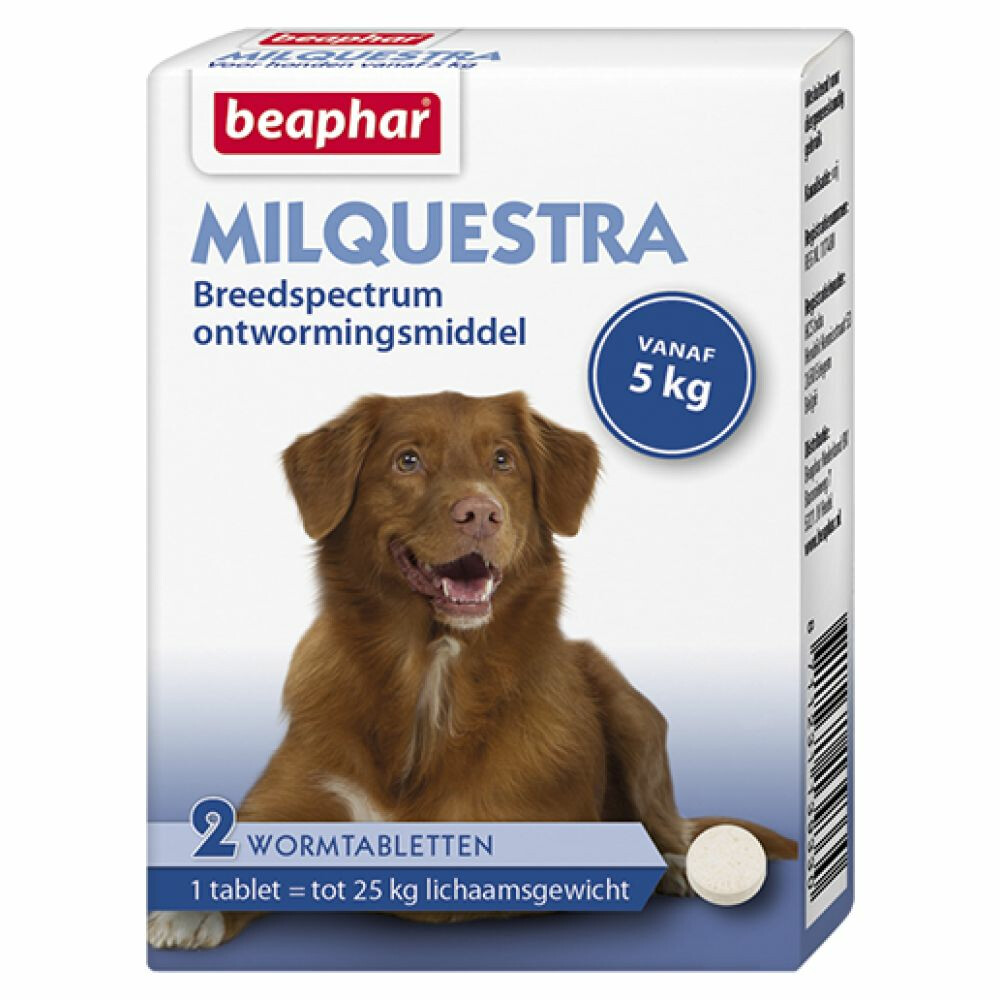 Beaphar Milquestra Ontworming Tabletten Hond 5 - 50 kg2 tabletten