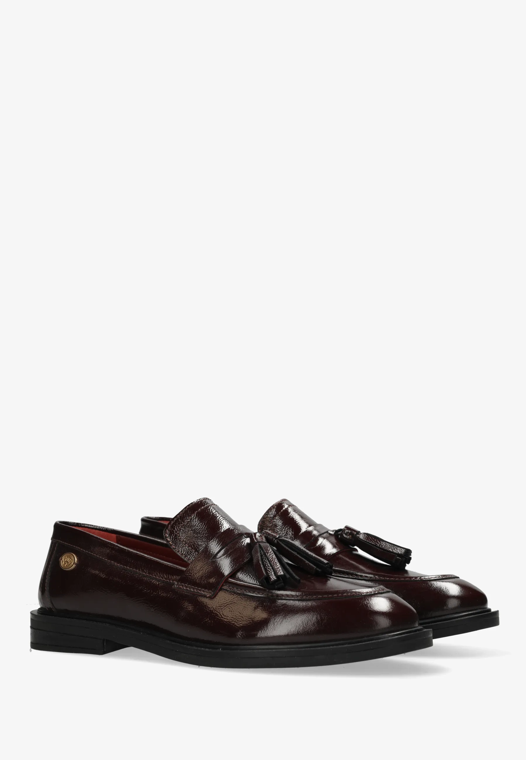 FAIRY MOCCY Loafer Wrinkle Patent Bordeaux Red