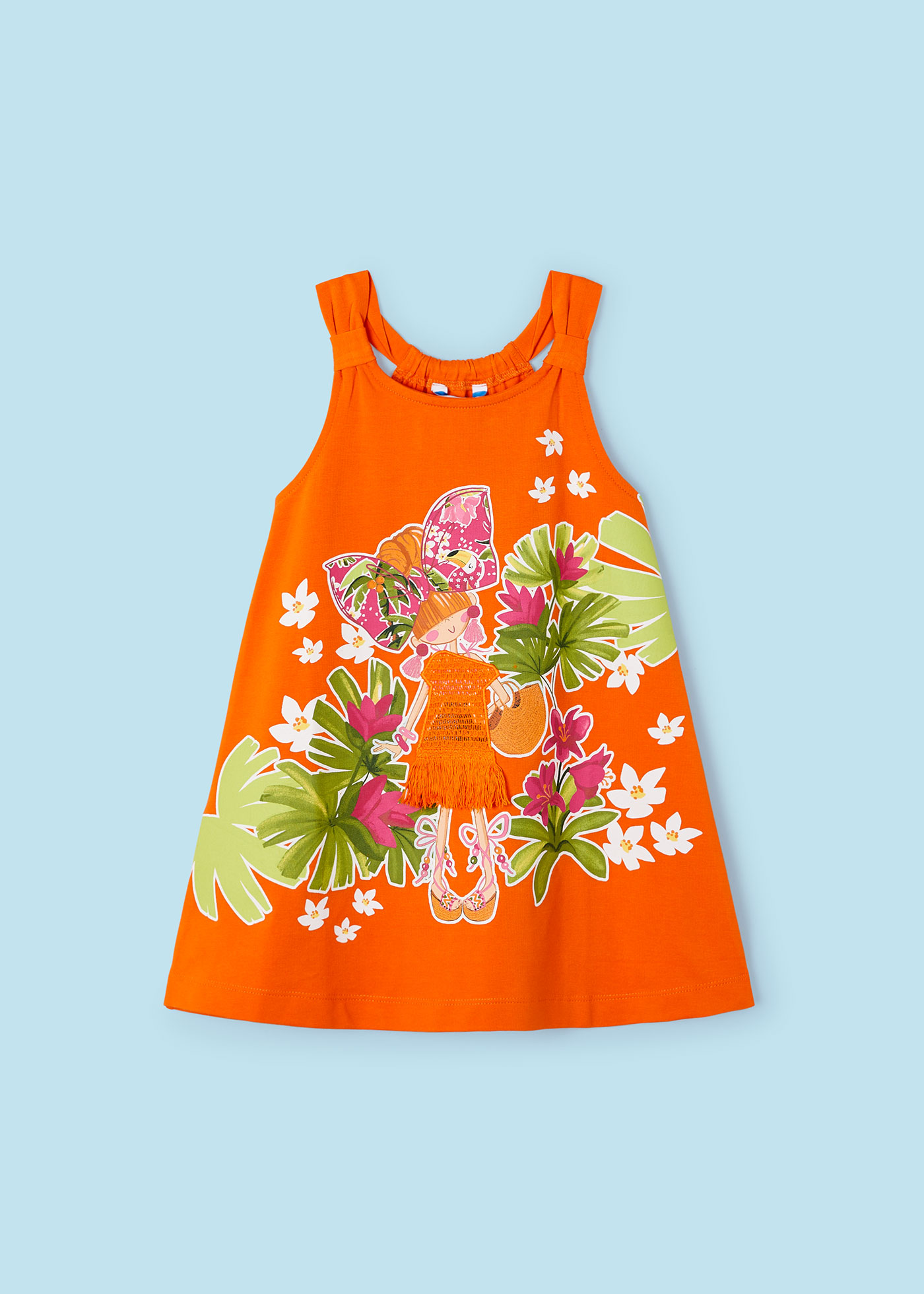 Vestido Better Cotton com estampa de flamingos para meninas