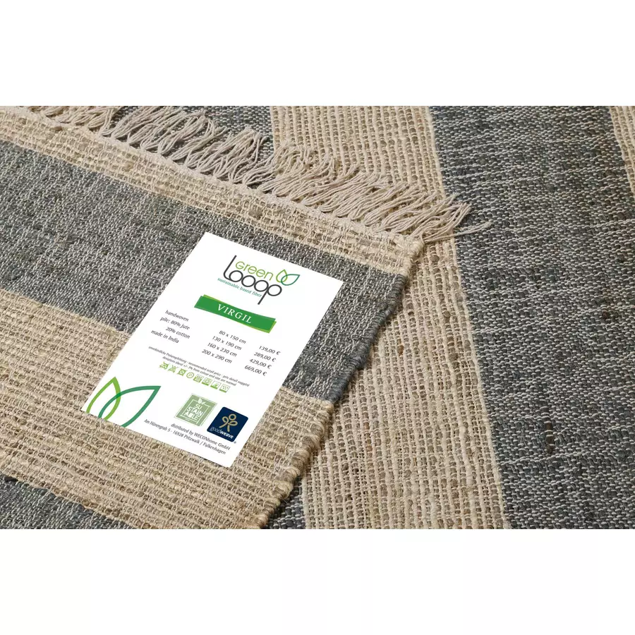 Green Looop Handweb-Teppich Virgil beige, grau