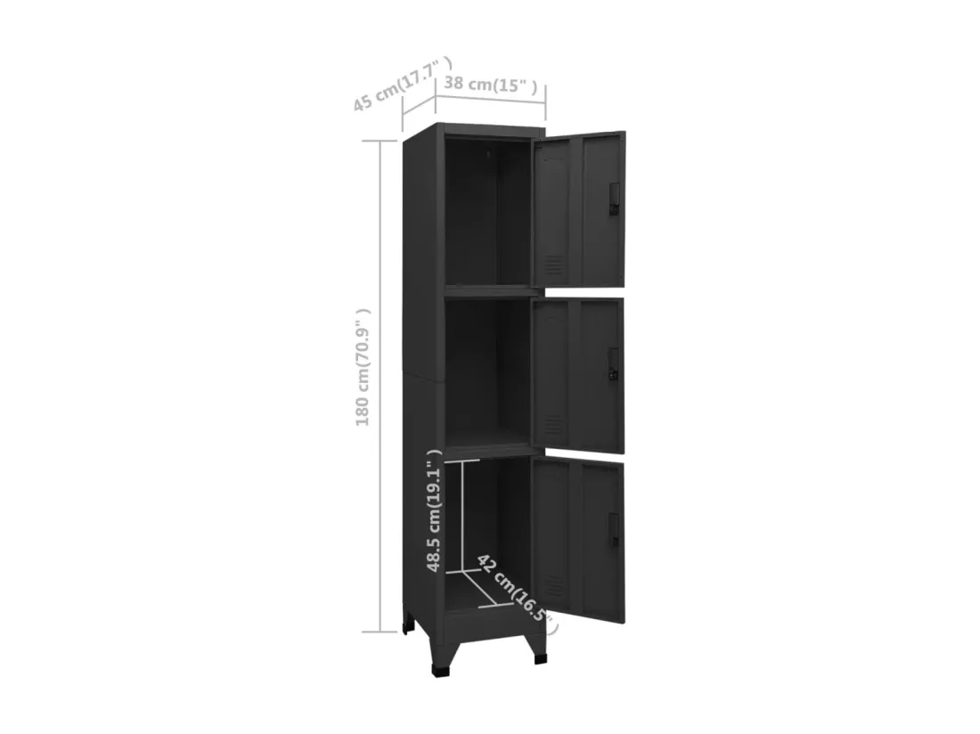 Armoire à casiers Noir 38x45x180 cm Acier
