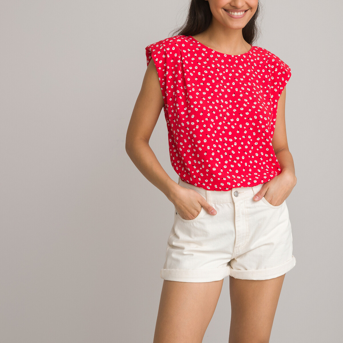 COLEÇÕES LA REDOUTE<br>Blusa sem mangas, ombreiras, estampa floral