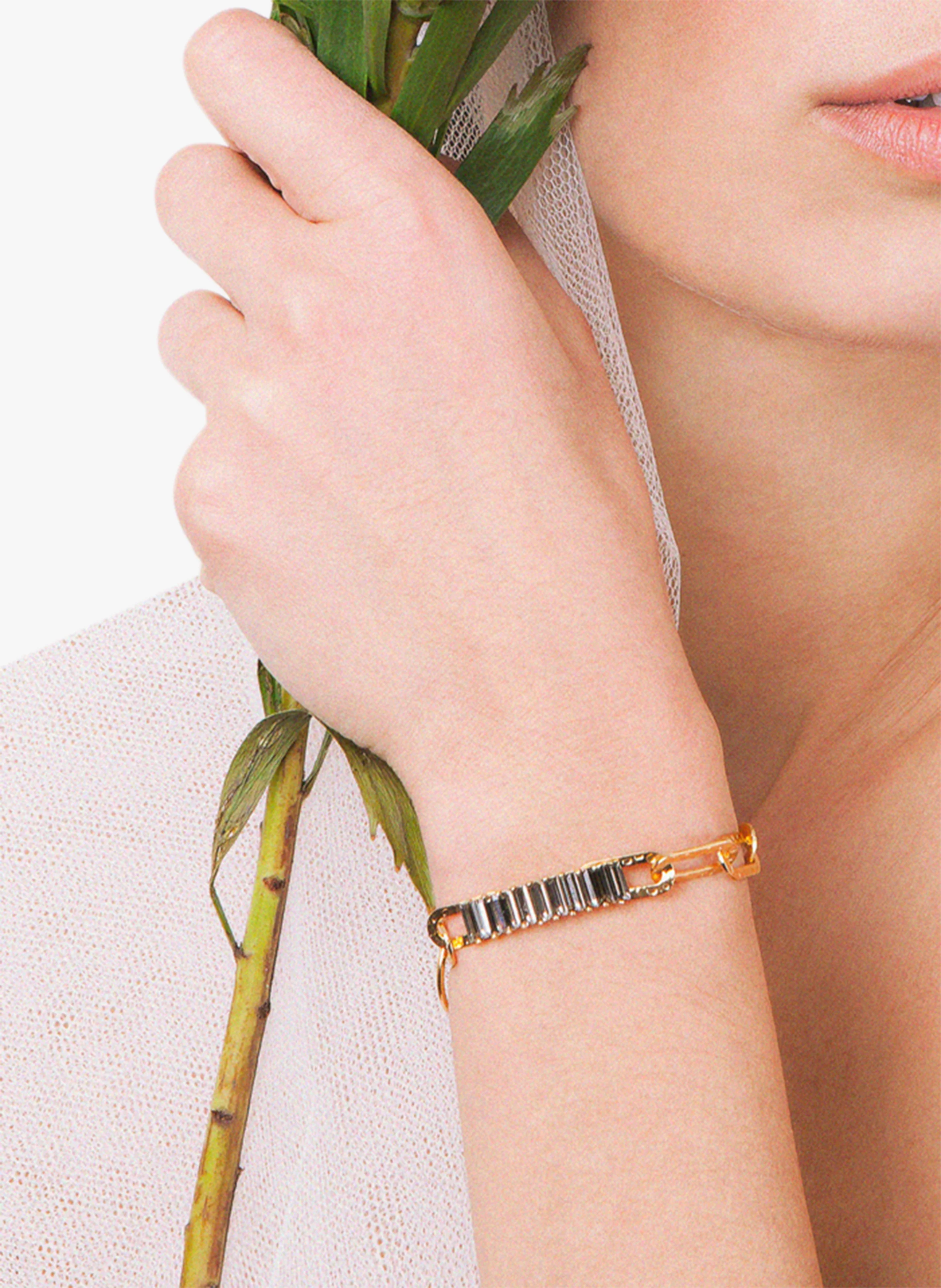 ZIGGY - Bracelet en laiton doré | Gris