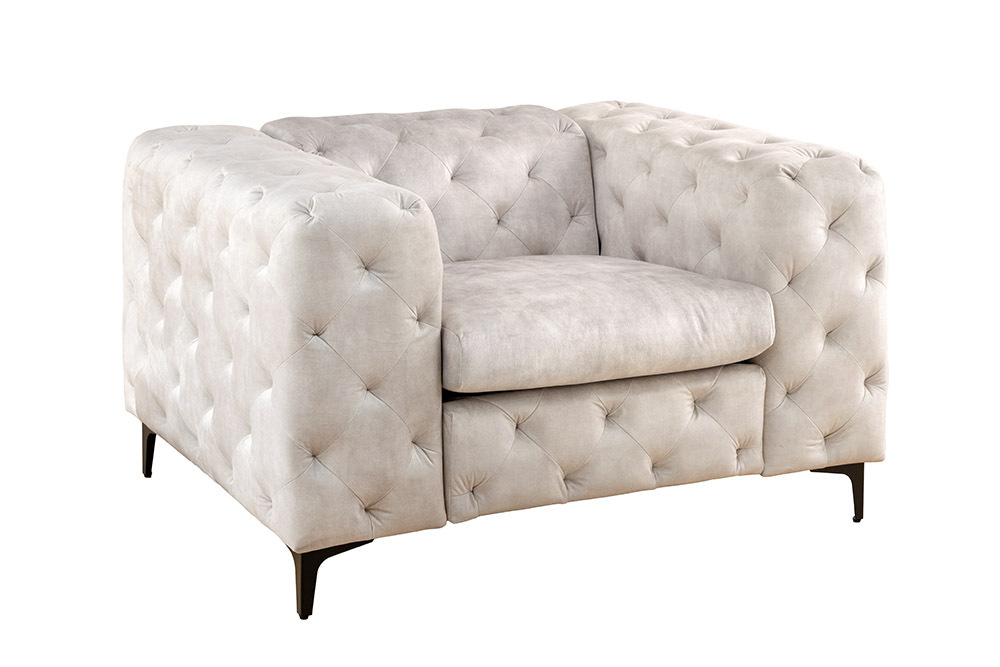 Design Chesterfield Sessel MODERN BAROCK 120cm champagner beige Samt Federkern