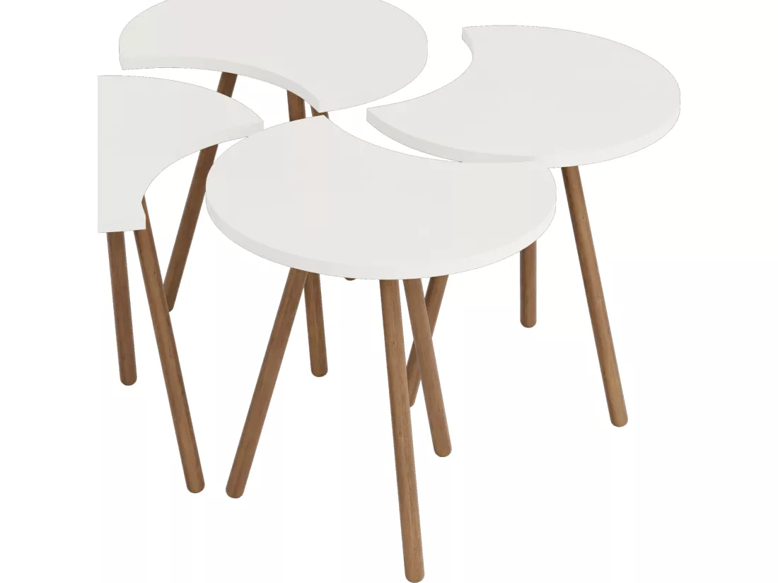 Set de 4 tables basses emboîtables 48 x 77 x 77 cm blanc [en.casa]