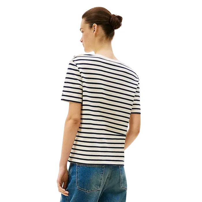 Tommy Hilfiger Regular Stripe Gold Button Shirt Dames
