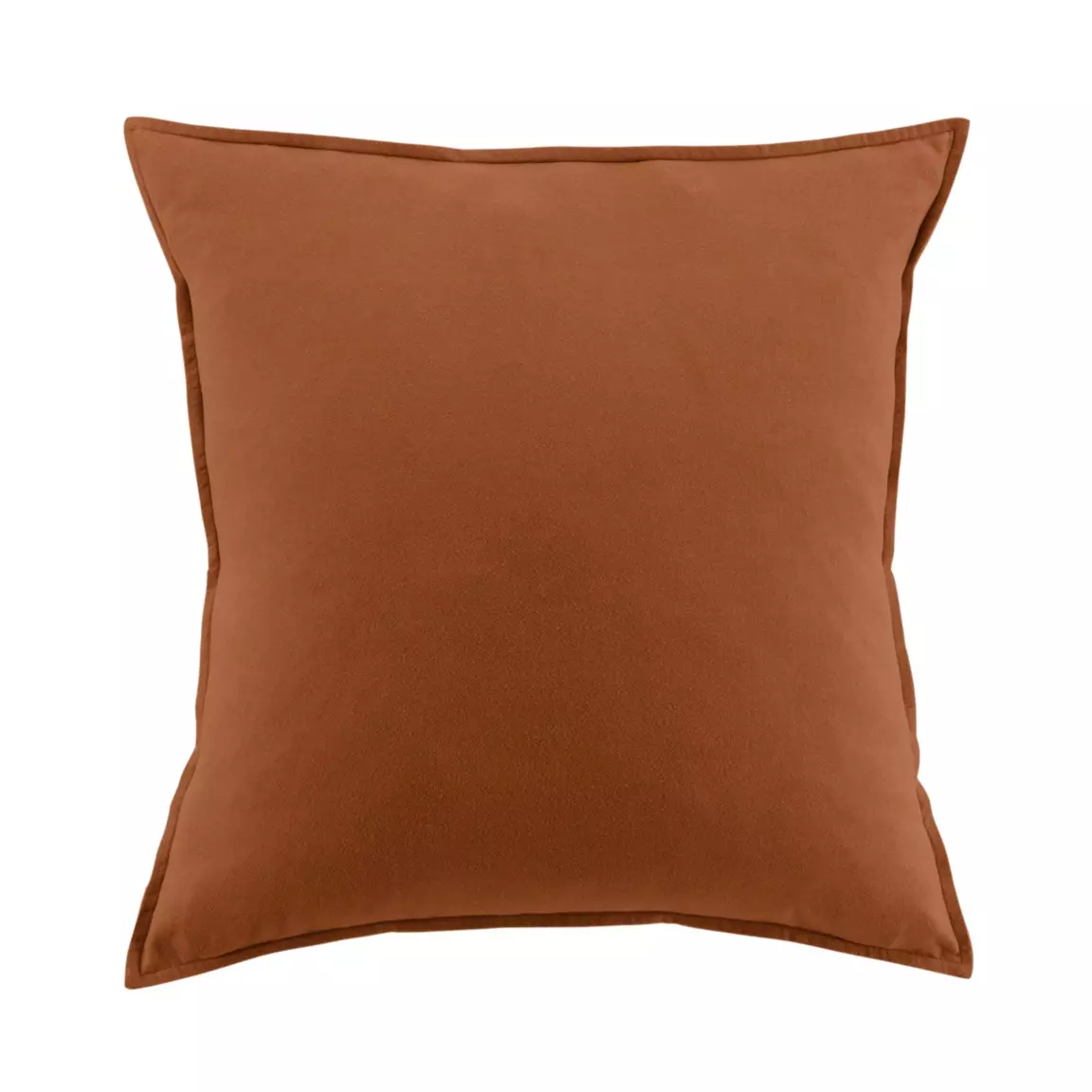 Taie d'oreiller carrée flanelle de coton (63 x 63 cm) Théa Terracotta