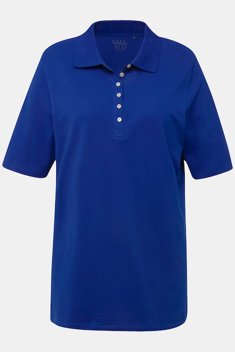 Poloshirt, Piqué, Polokragen, Samt-Knopfleiste, Halbarm