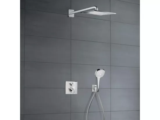 Pack de douche encastré thermostatique HANSGROHE Ecostat Square chromé + nettoyant Briochin