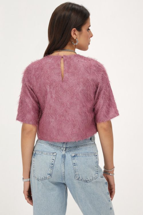 Roze jacquard cropped top