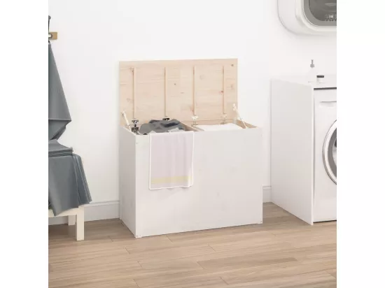 Boîte à linge Blanc 88,5x44x66 cm Bois massif de pin
