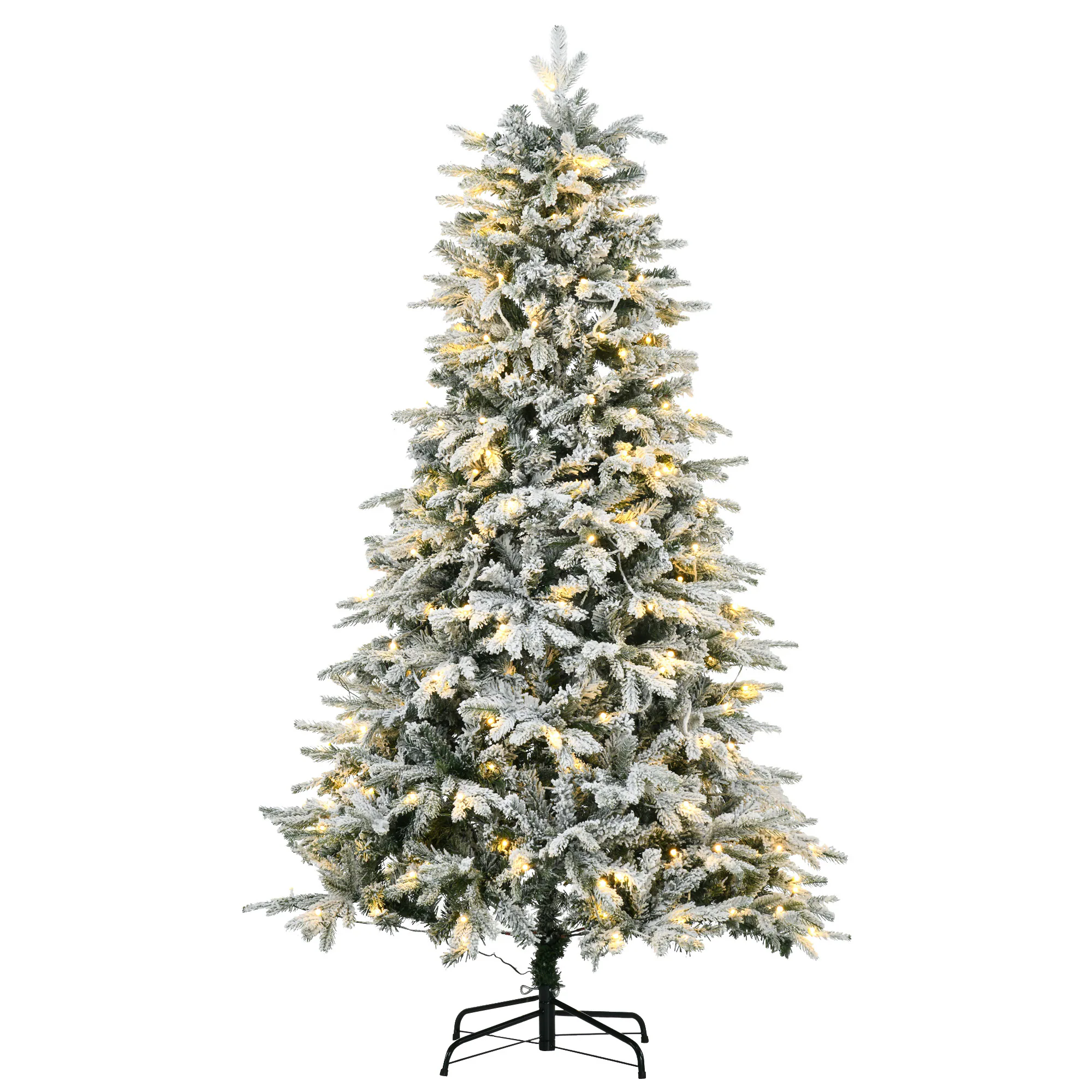 HOMCOM Künstlicher Weihnachtsbaum mit Kunstschnee und 888 Zweigen weiß 105L x 105B x 180H cm
