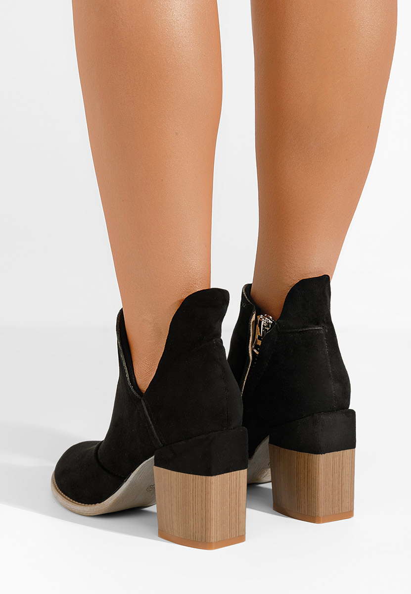 Bottines à gros talon noires Condesa