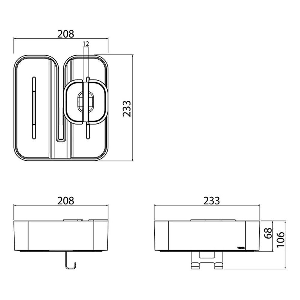 DUSJKURV TIGER 2-STORE CLIPON 20,8CM SVART