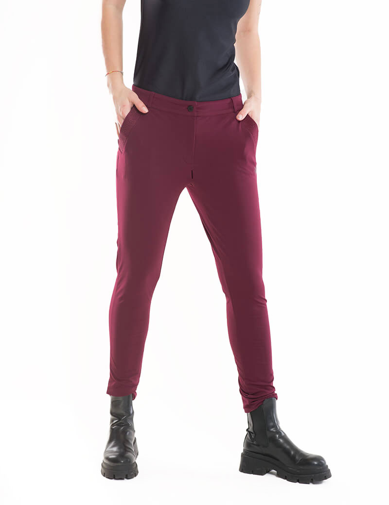 HBT BASICS - CHRISTINA PANTALON CITY SLIM BORDEAUX