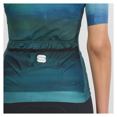 Maillot Manches Courtes Femme Sportful Flow Supergiara Vert/Bleu